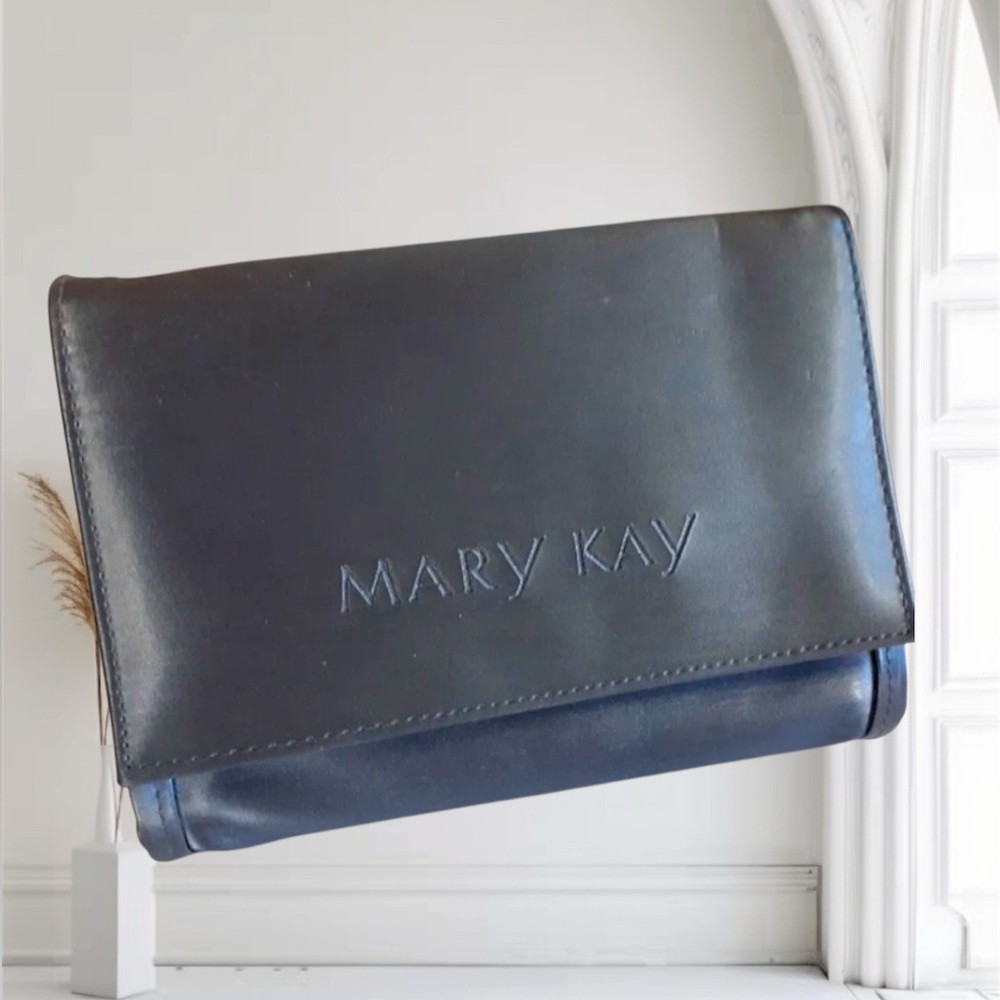 Mary Kay Women's Cosmetic Make Up Bag Gray Grey mirror